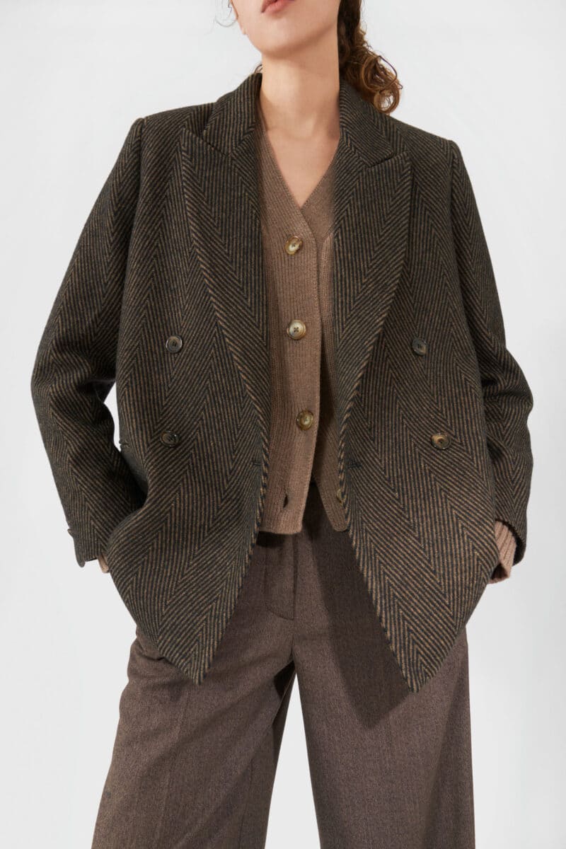 ARIZONA BLAZER - MULTI BROWN HERRINGBONE - Image 2