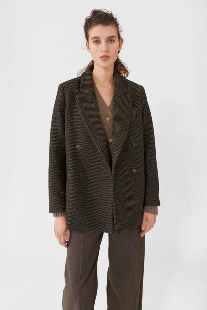 ARIZONA BLAZER - MULTI BROWN HERRINGBONE